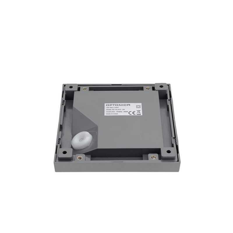 Graue eckige 2W LED Wandleuchte warmweiß