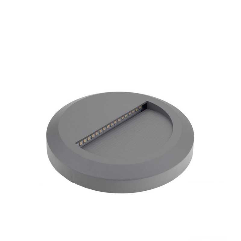 2W LED Treppenleuchte rund grau neutralweiß