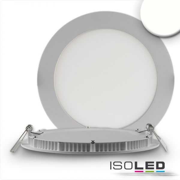 ISOLED 114900 LED Downlight, 9W, rund, ultraflach, silber, neutralweiß, dimmbar