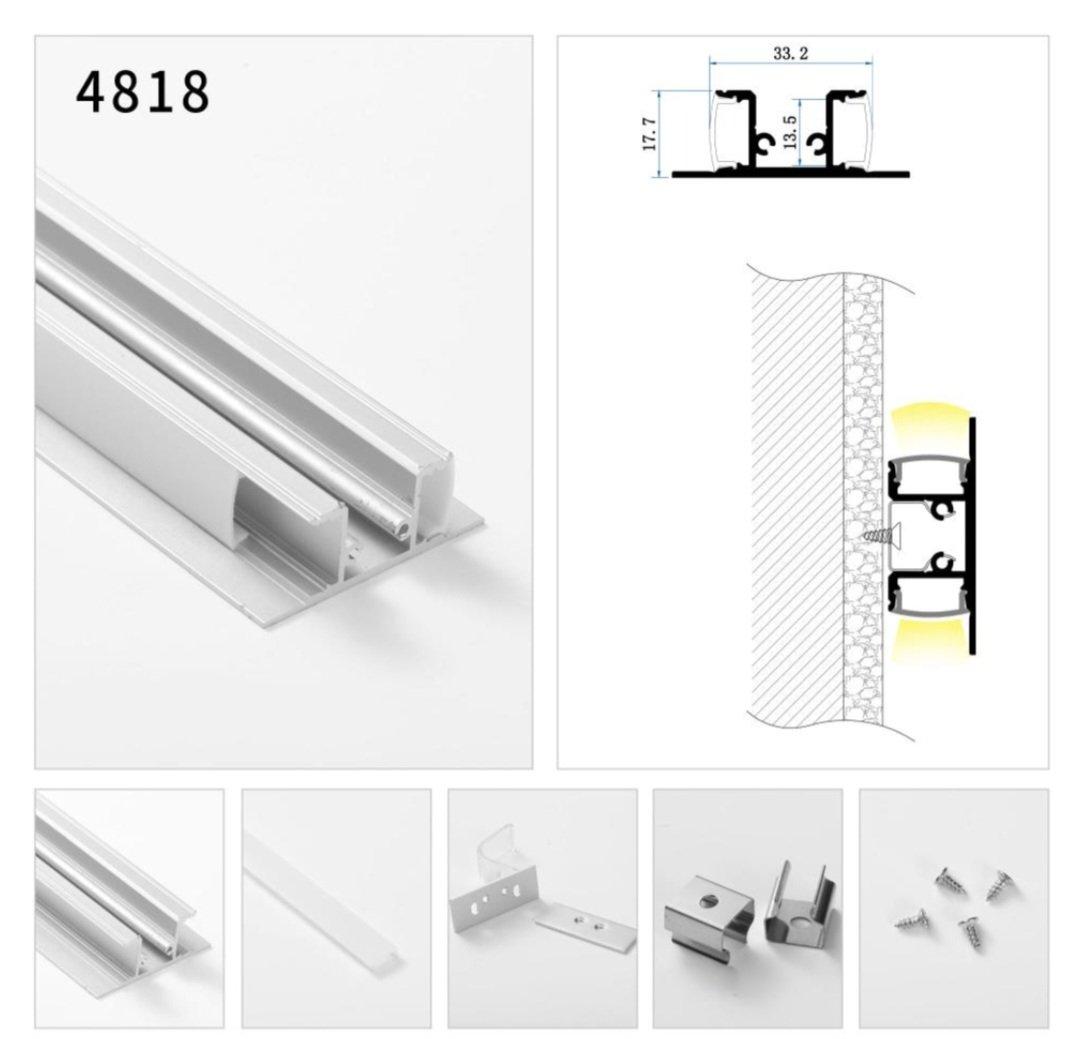 Aluminium Wandprofil Up and Down 2m opal