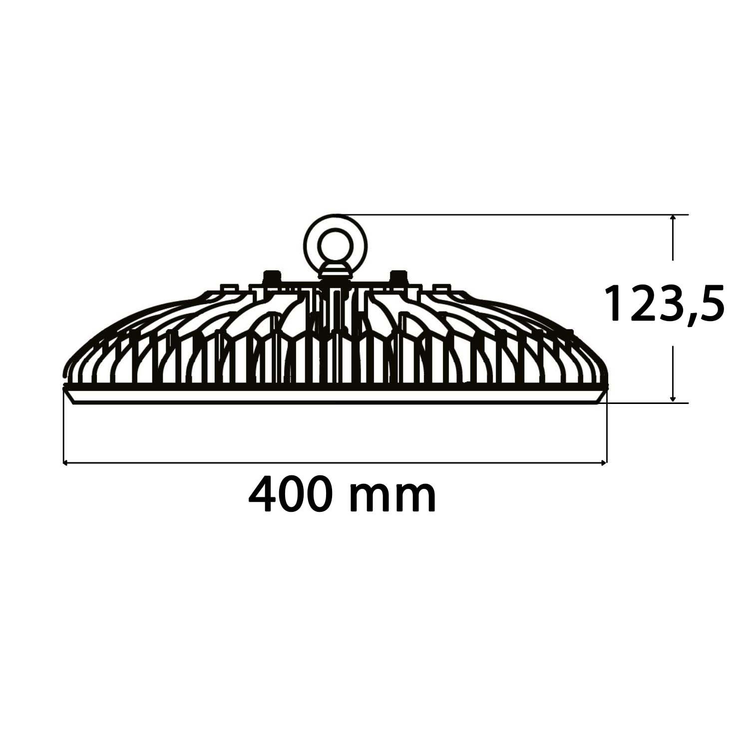 ISOLED 115145 LED Hallenleuchte 85°C Hitzebeständig, 80W, 4000K, IP65, neutralweiß – Maßskizze
