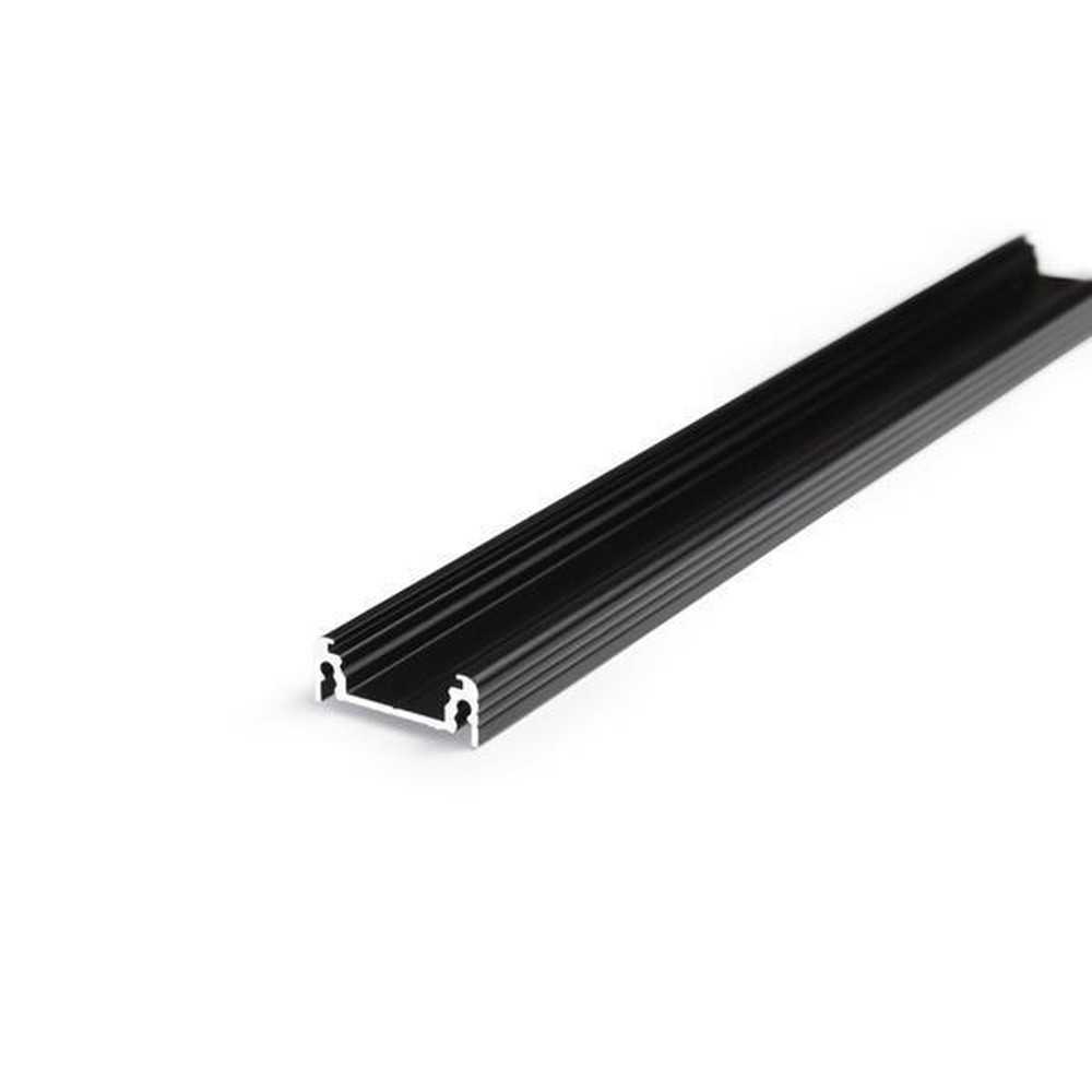 Schwarzes 2m LED Aufputzprofil ohne Abdeckung