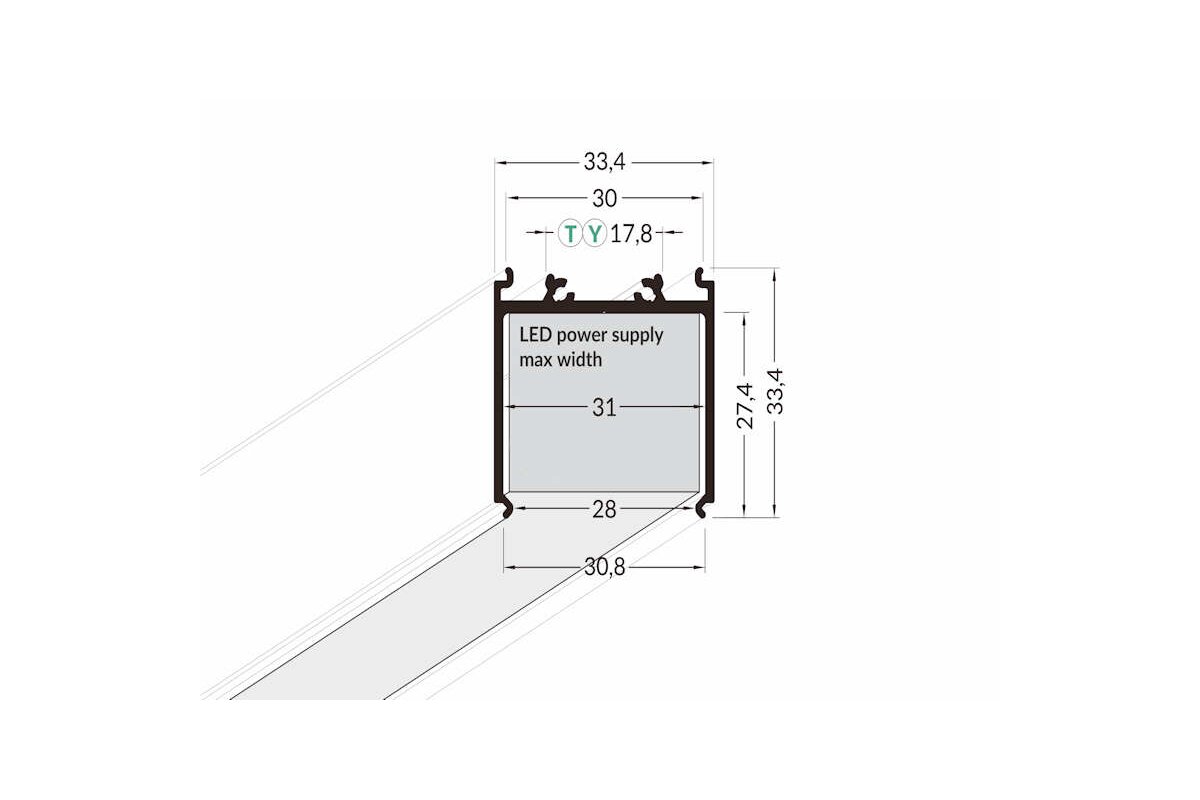 Detailansicht 3m LED Profil Varia 08 schwarz