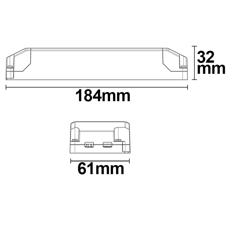 ISOLED 113054 LED Trafo 24V DC, 100W, SELV – Maßskizze