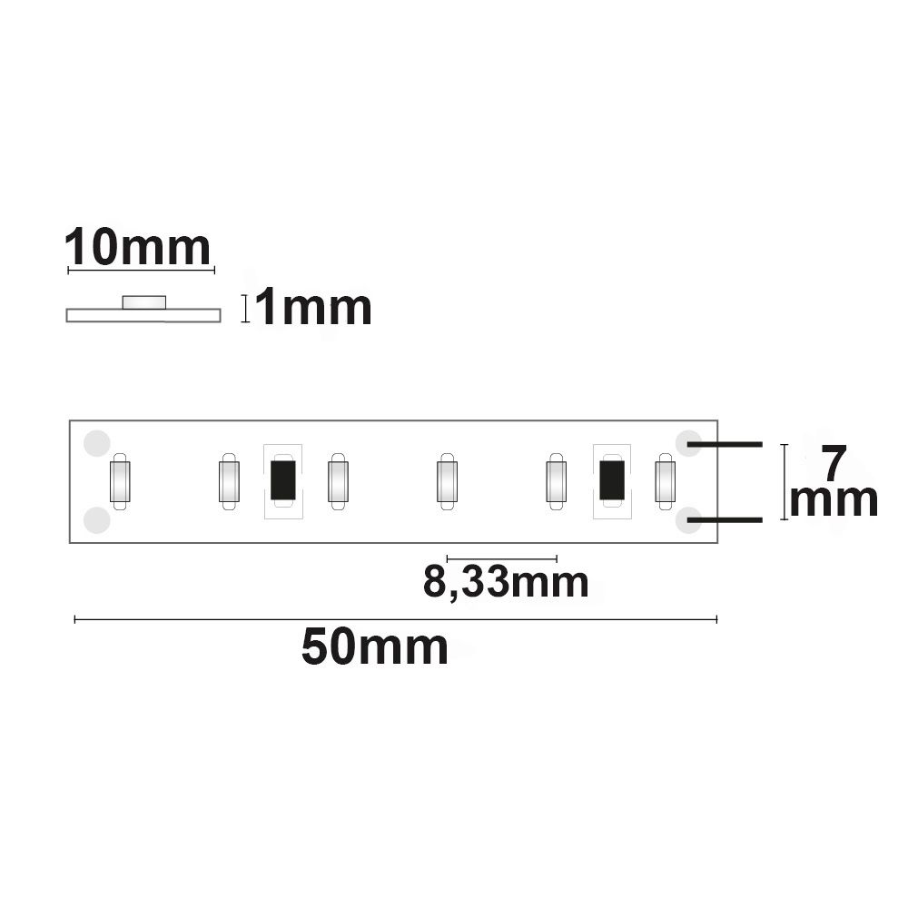 Isoled 111900 LED Streifen, 24V DC, 15W, IP20, 4200K, 5m 120 LED/m – Maßskizze