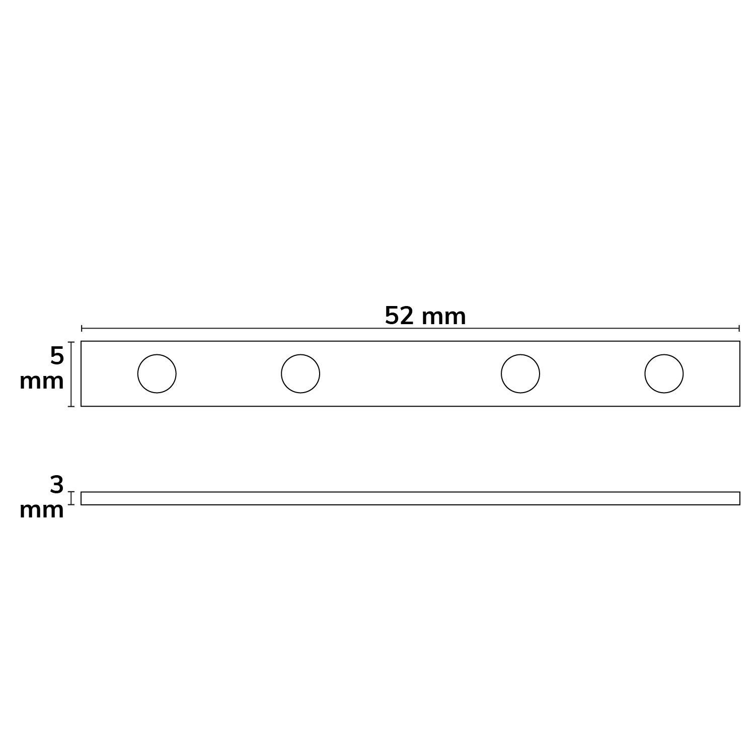 ISOLED 113434 Verbinder für SURF12 Rail, 180°, 4er Set – Maßskizze