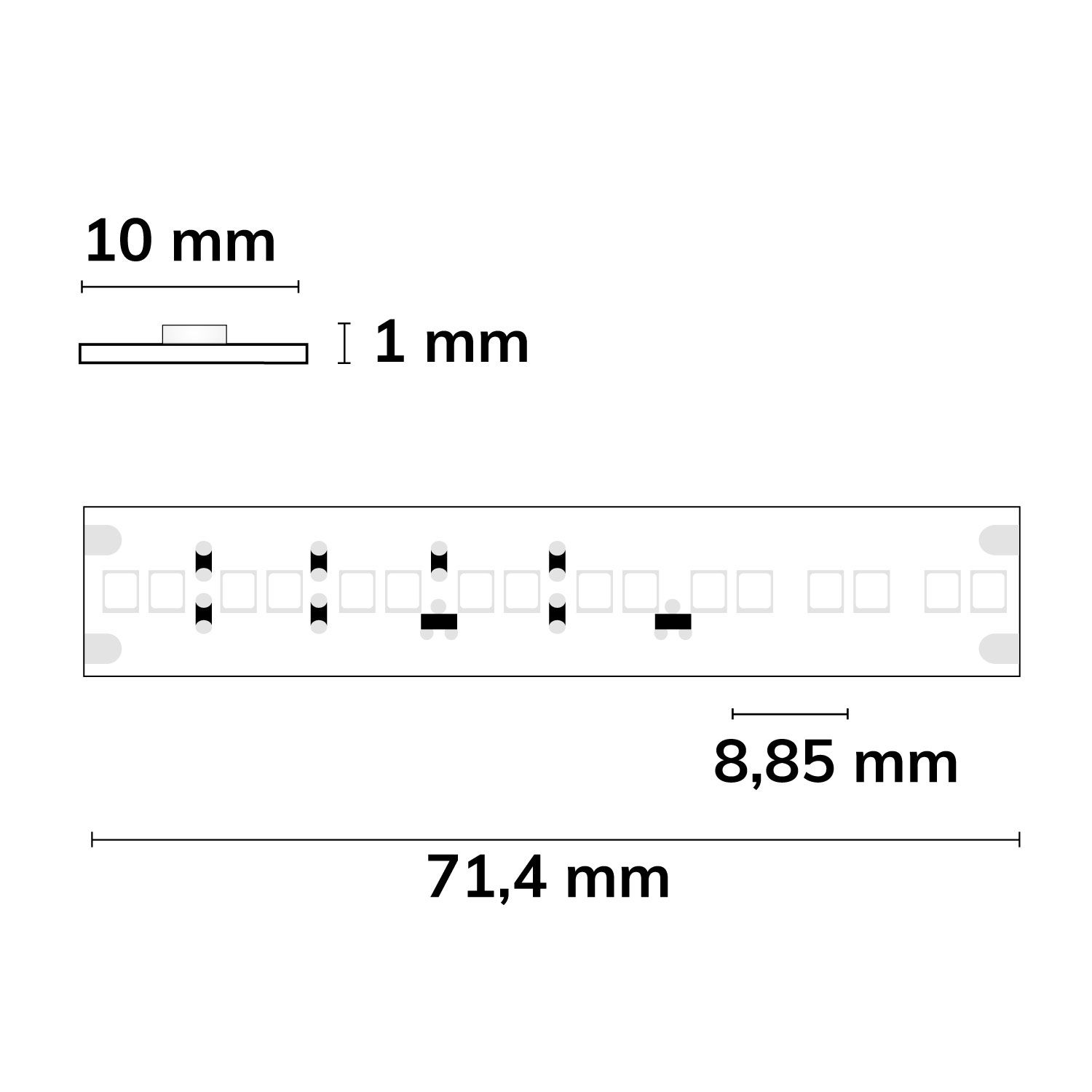 Isoled 116805 LED Sunset Dim-to-warm (via PWM) Streifen, 24V DC, 12W, IP20, 1800-3000K, 224 LED/m – Maßskizze