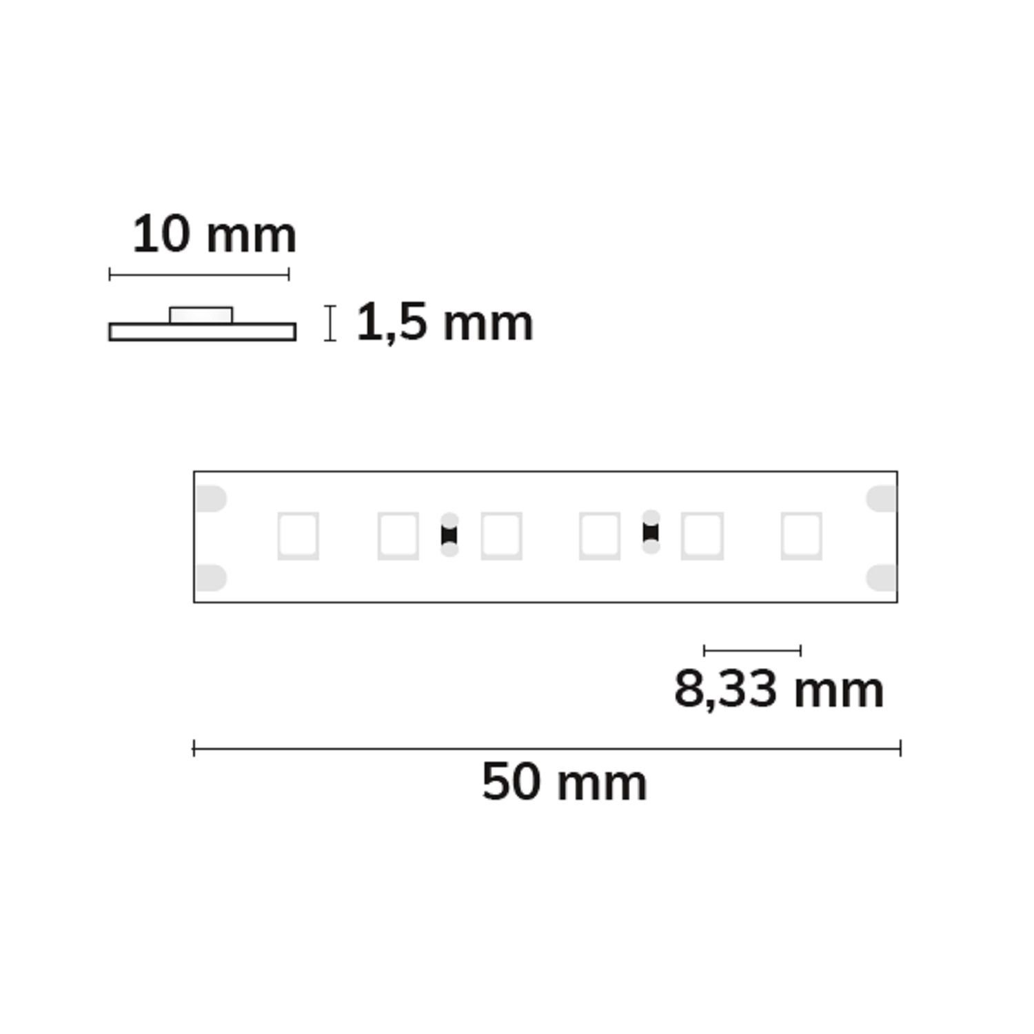 ISOLED 115699 LED CCT Streifen, 24V DC, 20W, IP20, Amber Lime, 5m, 240 LED/m – Maßskizze