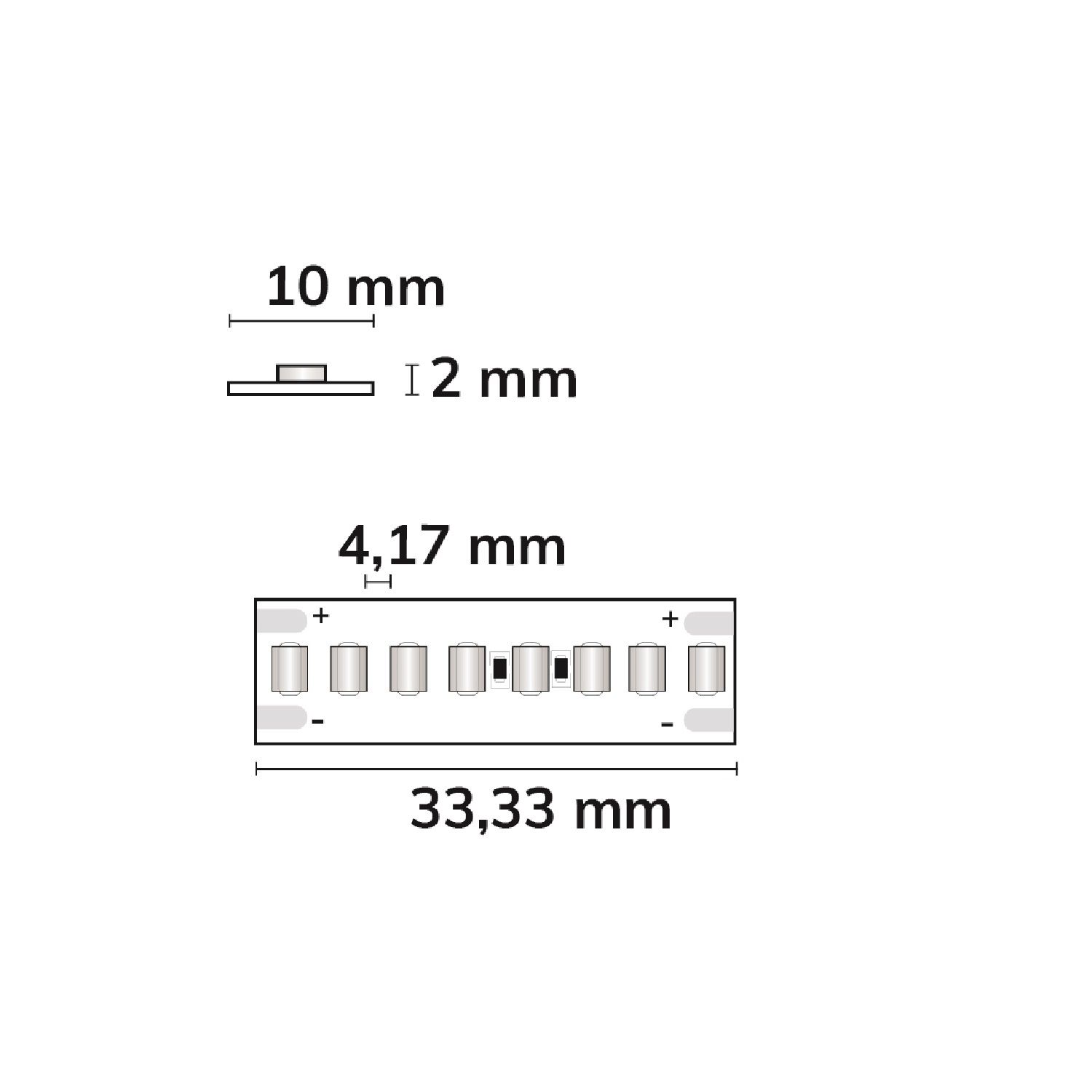 ISOLED 116142 LED Streifen High Bright, 48V DC, 22W, IP20, 3000K, , 5m, 240 LED/m – Maßskizze
