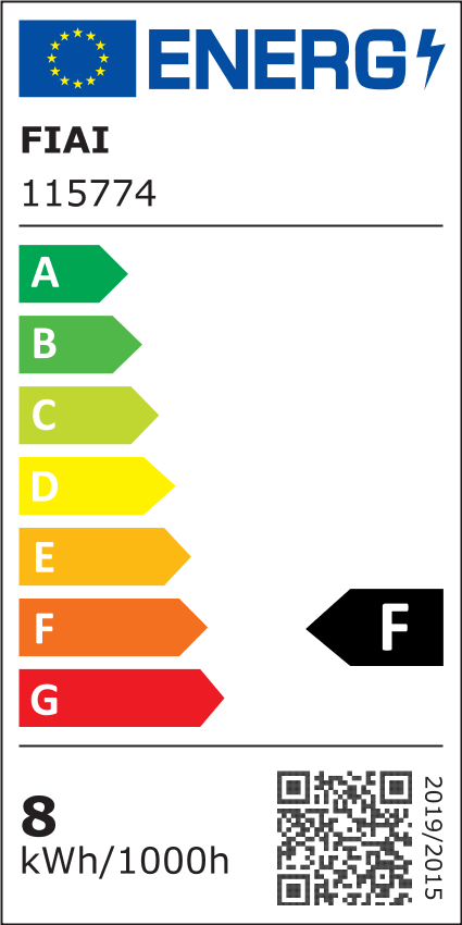 ISOLED 115774 LED COB9 Streifen, 24V DC, 8W, IP20, 2700K, 5m 480 LED/m – Energieeffizienzlabel