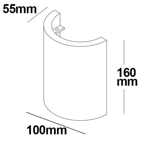 ISOLED 112173 Maßskizze runde Gips Wandleuchte Up Down 6W warmweiß Gehäuseabmessungen Skizze