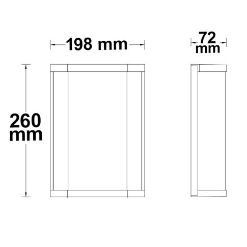 ISOLED 113289 Maßskizze Wandleuchte 2x E27 T45 anthrazit IP54 Gehäuseabmessungen Skizze