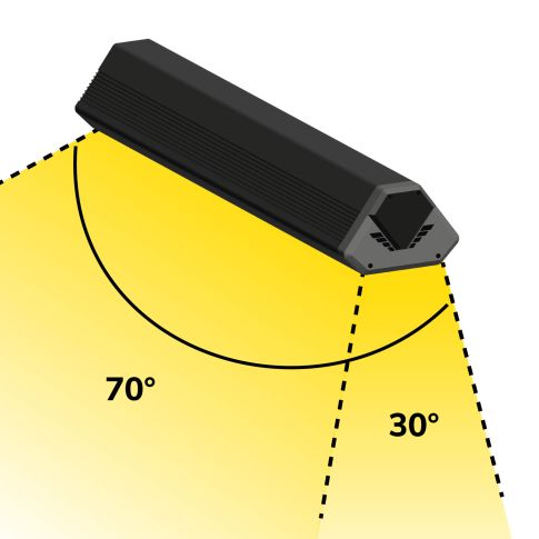 ISOLED 113381 Bemaßungsplan Gehäuseabmessungen LED Fluter LN 150W neutralweiß IP65 Skizze