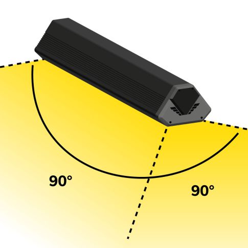 ISOLED 113385 Bemaßungsplan Montagebügel Hallenstrahler LN 150W kaltweiß IP65 Skizze