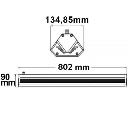 ISOLED 113386 LED Hallenleuchte LN 150W, 30°x70°, IK10, IP65, 1-10V dimmbar, kaltweiß Skizze