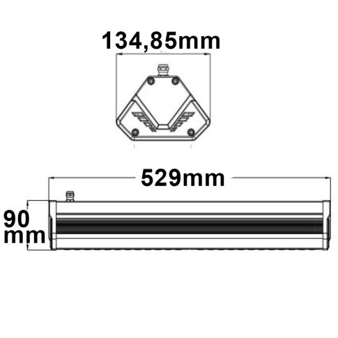 ISOLED 113410 LED Hallenleuchte LN 100W, 30°x70°, IK10, IP65, 1-10V dimmbar, neutralweiß Skizze