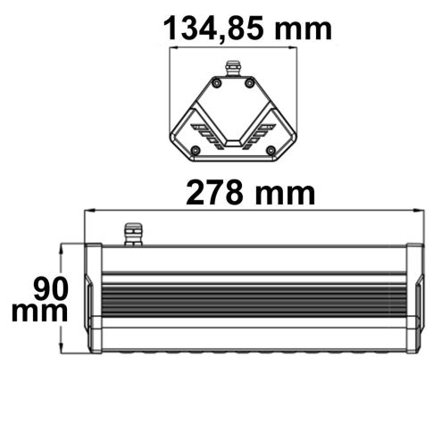 ISOLED 113751 Maßzeichnung 3-flammiger LED Fluter LN 150W 6000K 30x70 Grad Optik Skizze