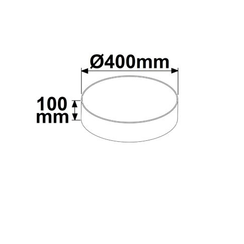 ISOLED 113771 Maßskizze Gehäusedurchmesser DN400 Deckenleuchte 25W weiß dimmbar Skizze