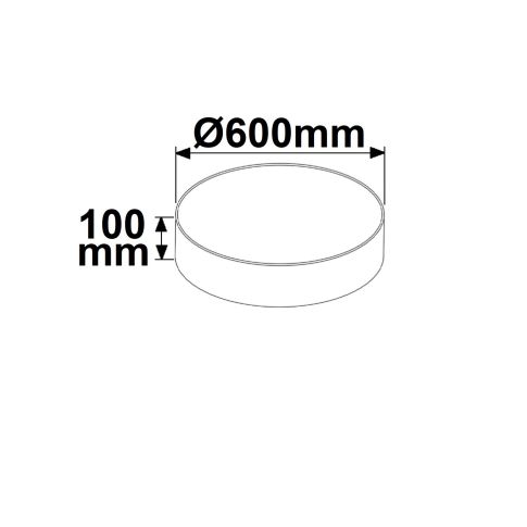 ISOLED 113772 Maßzeichnung Deckenleuchte 52W weiß DN600 CCT dimmbar Bemaßung Skizze