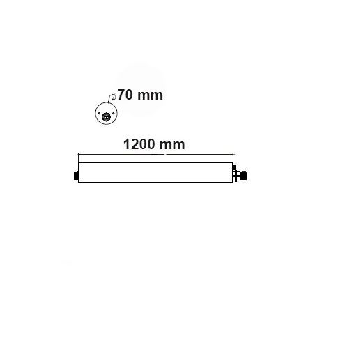 ISOLED 114655 Maßskizze Gehäusedurchmesser Rohrleuchte HP 120cm IP69K 35W 5000K Skizze