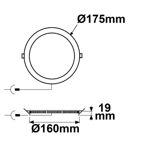 ISOLED 114909 LED Downlight, 12W, rund, ultraflach, silber, neutralweiß, dimmbar Skizze