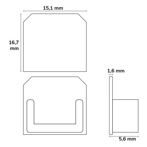 ISOLED 114957 Bemaßungsplan geschlossene Endkappe E208 Trockenbau T-Profil 14 Skizze