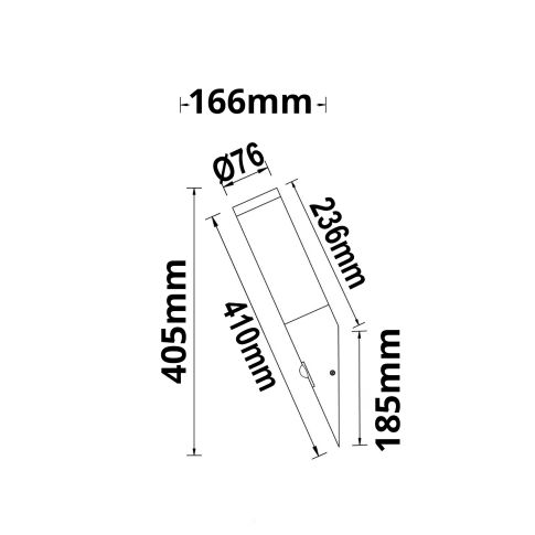 ISOLED 115009 Wandleuchte anthrazit, PIR Bewegungssensor, IP44, 1x E27 Fassung, exkl. Leuchtmittel Skizze