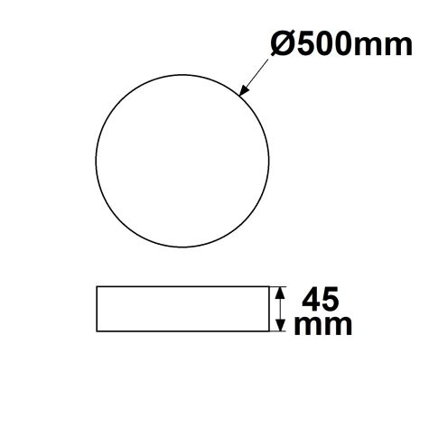 ISOLED 115202 Maßskizze Gehäusedurchmesser DN500 Deckenleuchte PRO schwarz dimmbar Skizze