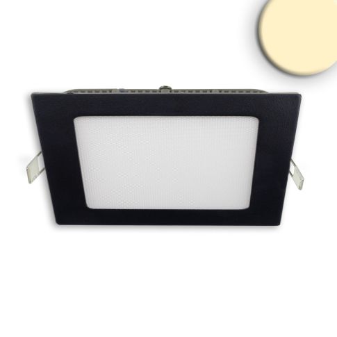 ISOLED 115462 LED Downlight, 9W, eckig, ultraflach, blendungsreduziert, schwarz, warmweiß, dimmbar CRI90