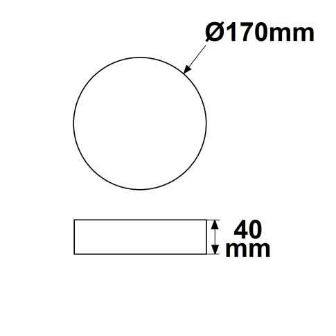 ISOLED 115499 LED Deckenleuchte PRO schwarz, 15W, rund, DN170, ColorSwitch 2700|3000|4000K, dimmbar Skizze