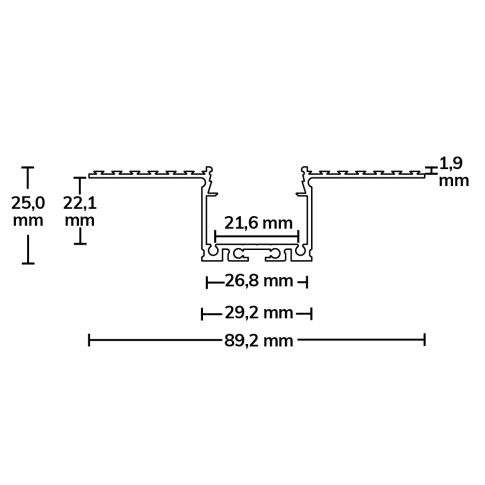 Profilquerschnitt Einputzflügel ISOLED 115544 21 CEILING 3m Skizze