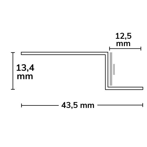 Profil- und Schenkelmaßskizze ISOLED 115840 Trockenbau S-Profil 12 schwarz 2m Skizze