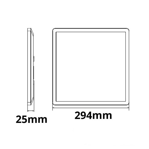 Bemaßungsplan und Lichtaustritt oben unten ISOLED 115892 Slim300 schwarz 300x300 Skizze