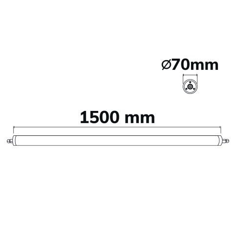 Maßskizze Rohrdurchmesser ISOLED 116125 Industrieleuchte HP 150cm 4000K Skizze