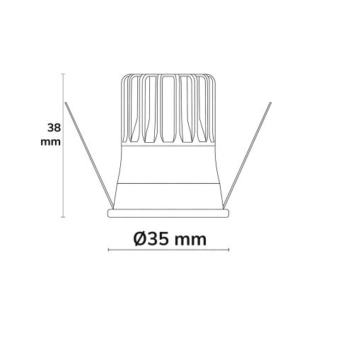 Lochmaß- und Bemaßungsskizze ISOLED 117253 BACK32 Aluminium glänzend 3000K Skizze