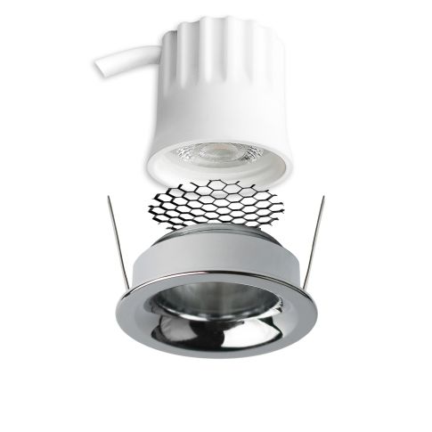 Technische Skizze Einbaumaße ISOLED 117253 BACK32 Aluminium poliert Honeycomb