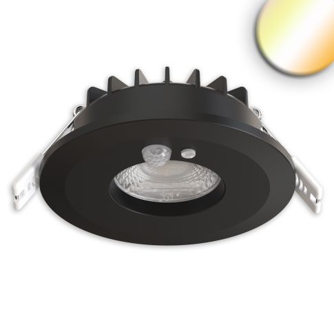 ISOLED 117342 runder LED Einbaustrahler Vario-68 mit PIR Bewegungsmelder schwarz IP65 6W