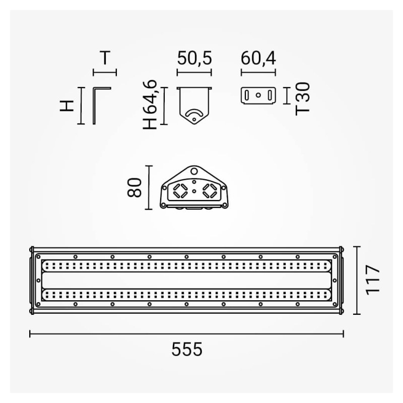 100W LED Hallenleuchte Linear IK08 4000K Neutralweiß IP65