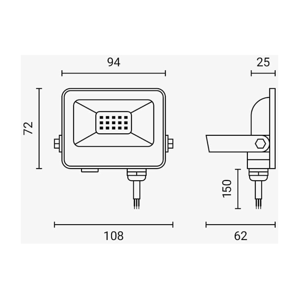 10W LED Fluter Strahler Warmweiß 3000K 900 Lumen Weiß Abmessungen