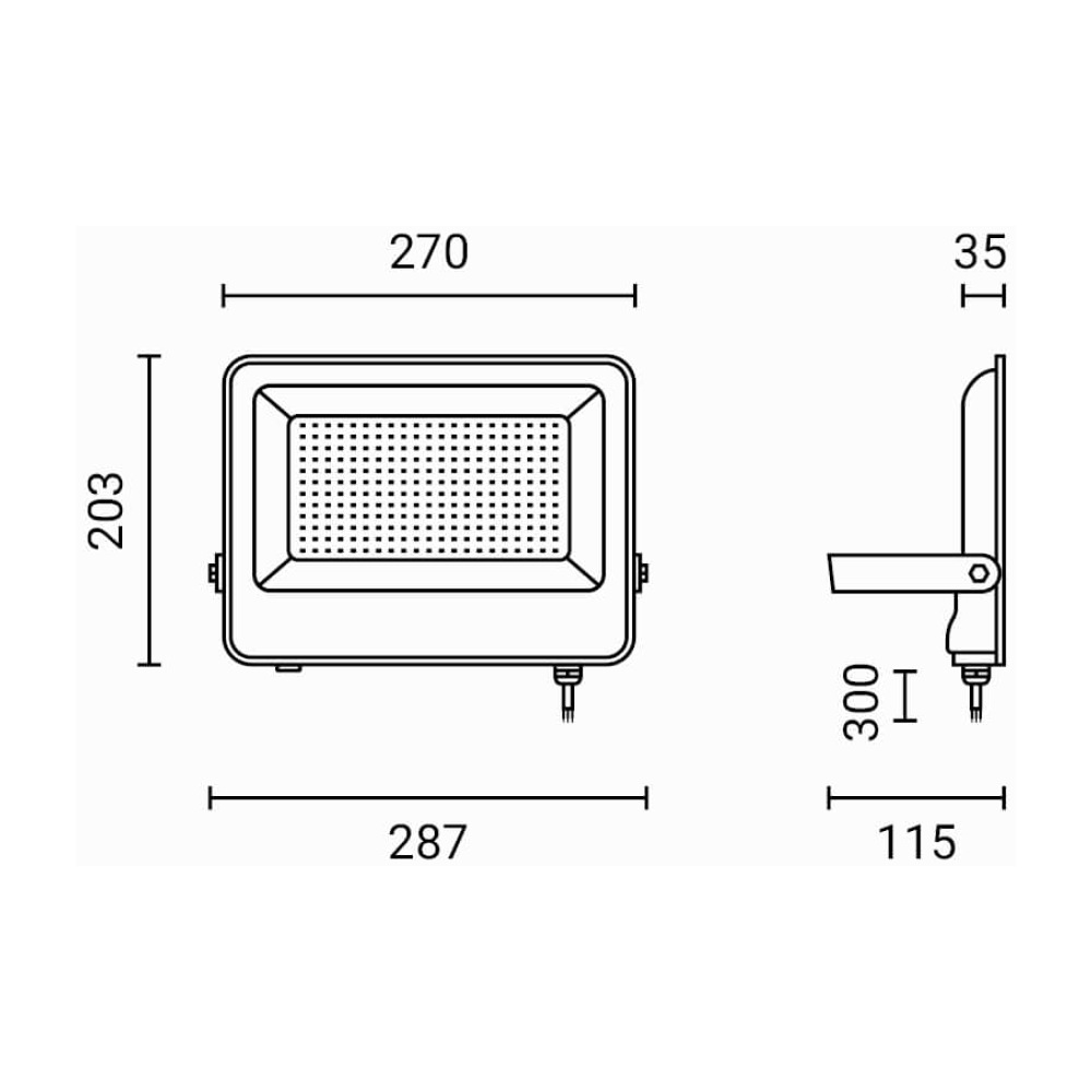 150W LED Fluter Strahler Neutralweiß 4000K 13500 Lumen Schwarz Abmessungen