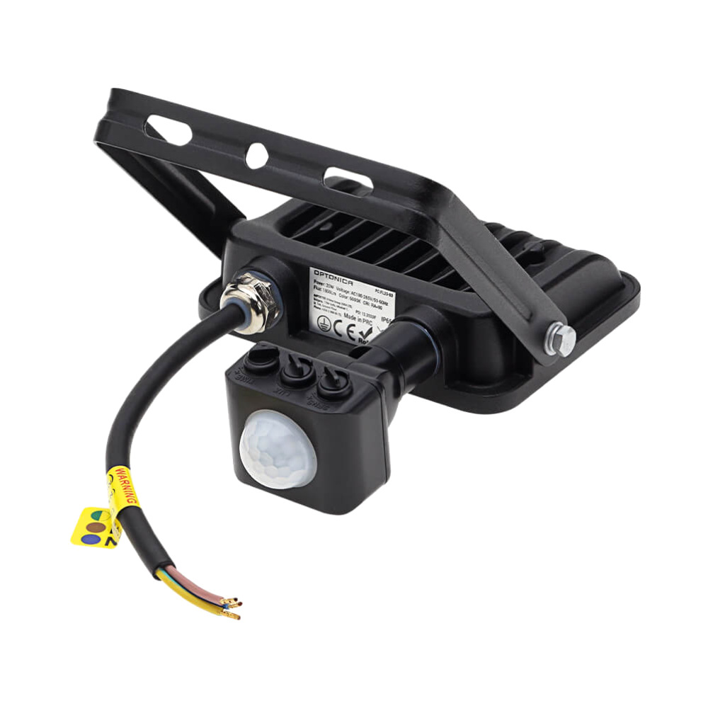 20W LED Fluter mit Bewegungsmelder Warmweiß 3000K 1800 Lumen Schwarz Ansicht