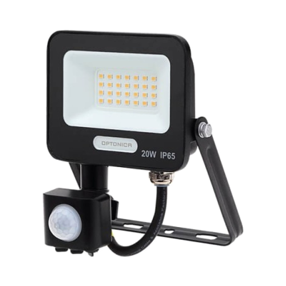 20W LED Fluter mit Bewegungsmelder Warmweiß 3000K 1800 Lumen Schwarz