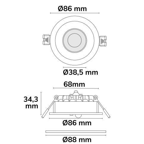 ISOLED 117544 LED Einbaustrahler Vario-68, 6W, 60°, 2700|3000|4000|6000K, IP65, CRI90, nickel gebürstet